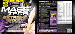 Label for Mass Tech Extreme 2000 Vanilla Milkshake