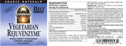 Label for Vegetarian Rejuvenzyme