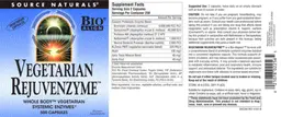 Label for Vegetarian Rejuvenzyme