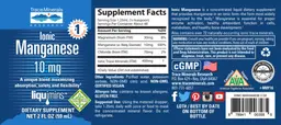 Label for Ionic Manganese 10 mg