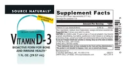 Label for Vitamin D-3