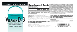 Label for Vitamin D-3 1,000 IU