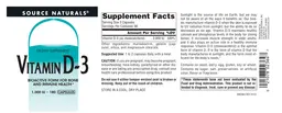 Label for Vitamin D-3 1,000 IU