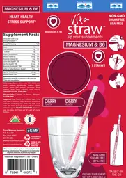 Label for VitaStraw Magnesium & B6 Cherry Flavor