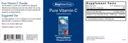Label for Pure Vitamin C Powder