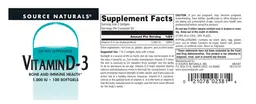 Label for Vitamin D-3 1,000 IU