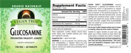 Label for Vegan True Glucosamine 750 mg