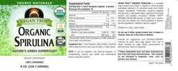 Label for Vegan True Organic Spirulina