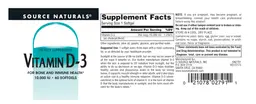 Label for Vitamin D-3 10,000 IU