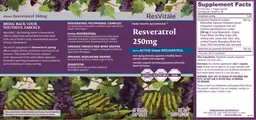 Label for Resveratrol 250 mg With Active Trans-Resveratrol