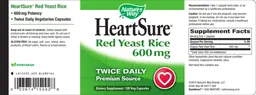 Label for HeartSure Red Yeast Rice 600 mg