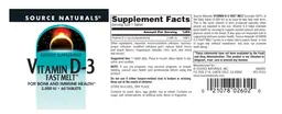 Label for Vitamin D-3 Fast Melt 2,000 IU