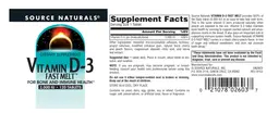 Label for Vitamin D-3 Fast Melt 2,000 IU