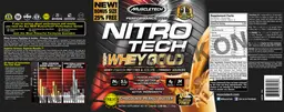 Label for Nitro Tech 100% Whey Gold Chocolate Peanut Butter