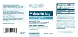 Label for Melatonin 1 mg Natural Orange Flavor