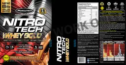 Label for Nitro Tech 100% Whey Gold Double Rich Chocolate