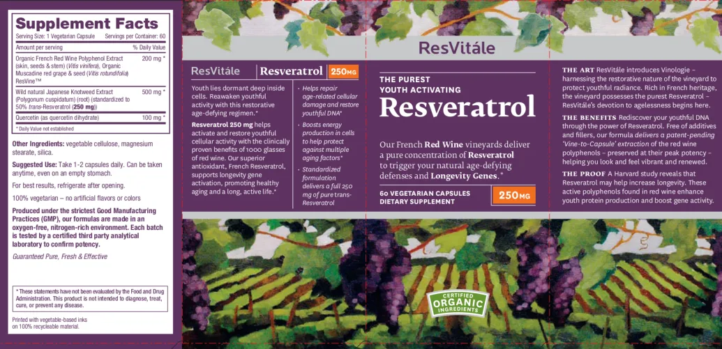 Label for Resveratrol 250 mg
