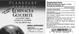 Label for Echinacea Glycerite Lemon Flavored