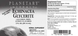 Label for Echinacea Glycerite Lemon Flavored