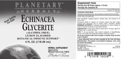 Label for Echinacea Glycerite Lemon Flavored
