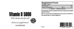 Label for Vitamin D 5000