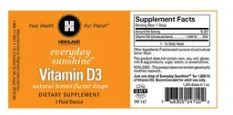 Label for Everyday Sunshine Vitamin D3 Natural Lemon Flavor Drops