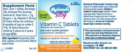 Label for Vitamin C Tablets Natural Lemon Flavor