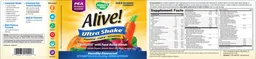 Label for Alive! Ultra Shake Vanilla Flavored