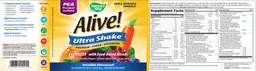 Label for Alive! Ultra Shake Vanilla Flavored