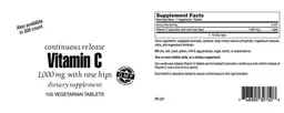Label for Vitamin C 1,000 mg With Rose Hips