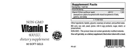 Label for Vitamin E 400 IU