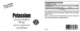 Label for Potassium Citrate Complex 99 mg