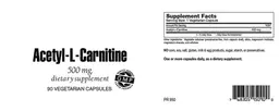 Label for Acetyl-L-Carnitine 500 mg