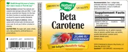 Label for Beta Carotene 25,000 IU