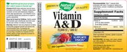 Label for Vitamin A & D 15,000 IU/400 IU