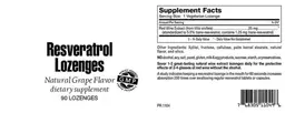Label for Resveratrol Lozenges Natural Grape Flavor