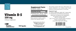 Label for Vitamin B-5 250 mg