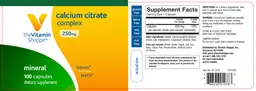 Label for Calcium Citrate Complex 250 mg
