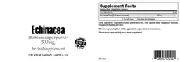 Label for Echinacea 500 mg