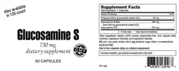 Label for Glucosamine S 750 mg