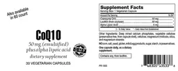 Label for CoQ10 50 mg