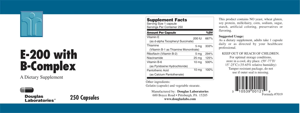 Label for E-200 With B-Complex