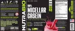 Label for 100% Micellar Casein Wild Strawberry