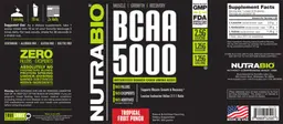 Label for BCAA 5000 Tropical Fruit Punch