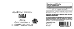 Label for DHEA 25 mg
