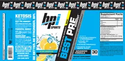Label for Best Pre Workout Blue Lemon Ice