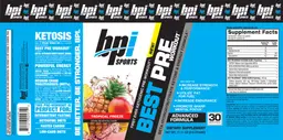 Label for Best Pre Workout Tropical Freeze