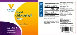 Label for Liquid Chlorophyll 100 mg