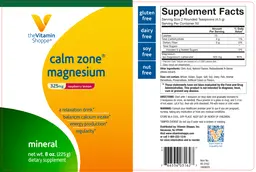Label for Calm Zone Magnesium 325 mg Raspberry Lemon