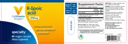 Label for R-Lipoic Acid 210 mg
